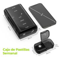 Pastillero Semanal 2 Tomas Español, Pastillero Diario Grande 7 días, Dosificador de Comprimidos con 14 Compartimentos, caja de Organizador para el bolsillo de la mano o del pantalón - details 5