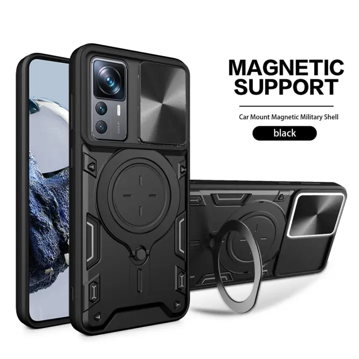 Funda protectora para cámara, carcasa de Metal con soporte deslizante para Xiaomi Mi 12T Pro 13 Civi 2 A1 Redmi Note 12 11 10C Poco X5 - 1