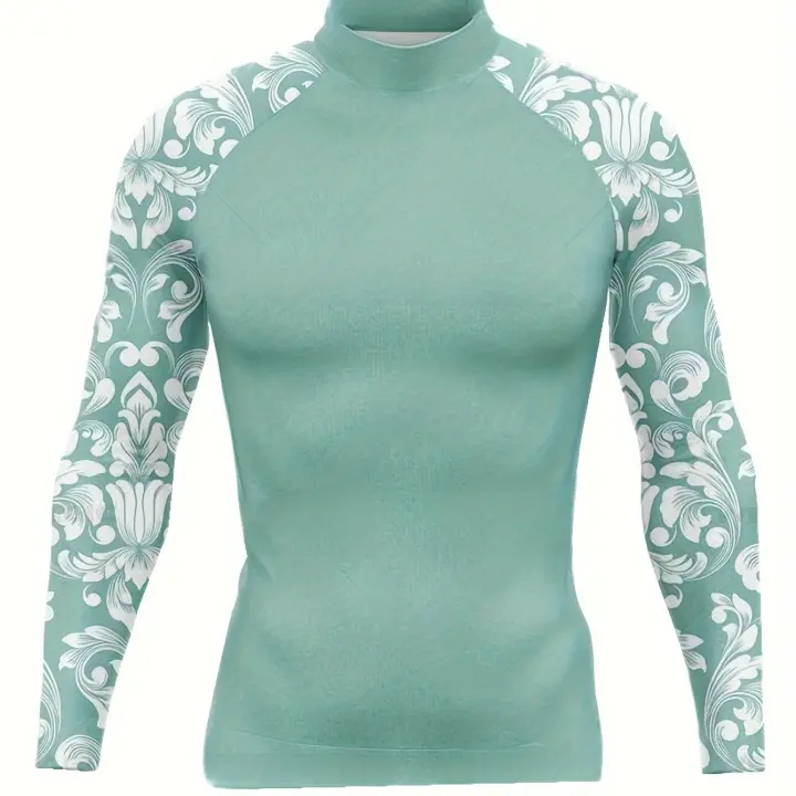 Protector solar para hombre, parte superior del traje de baño con cuello alto, secado rápido, elástico - 1