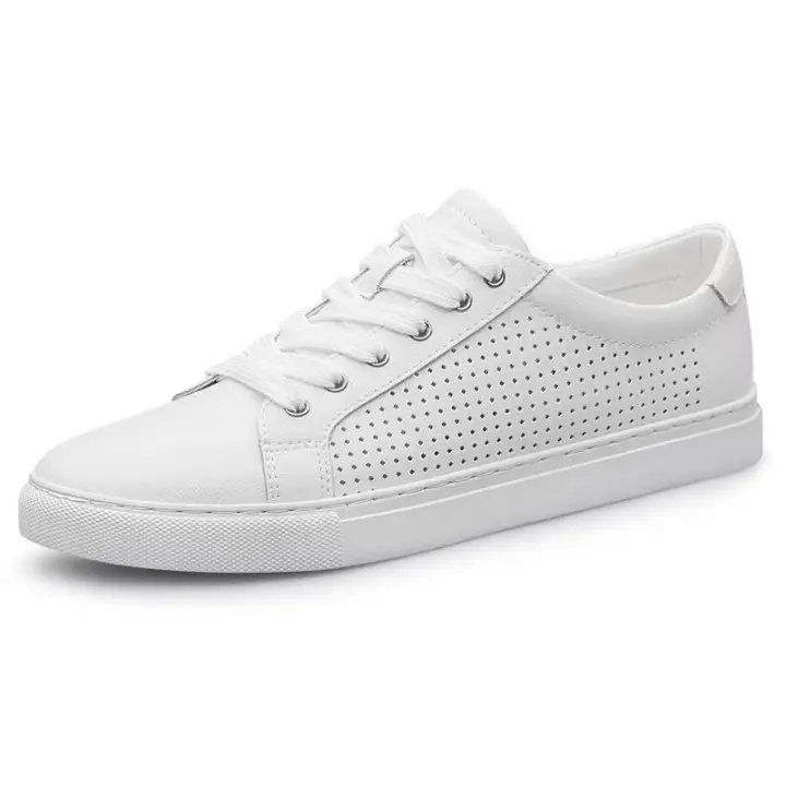 Nuevos Zapatos Blancos para Hombre Zapatos de Cuero de Vaca de Primavera y Otoño, Transpirables, de Suela Suave, Para Parejas, Zapatos Deportivos Casuales - 1