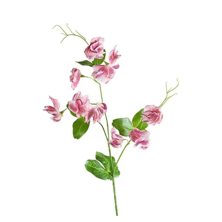 Flores artificiales de guisante de 55cm, rama de flor de guisante de seda de tacto Real de plástico, flor falsa elegante hecha a mano, decoración de escritorio de oficina - 1