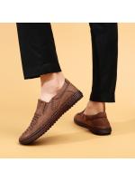 2025 nuevos zapatos de hombre de gran tamaño, de malla, informales, de cuero, con suela de piel de vaca, transpirables y sin cordones. - details 16