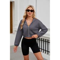 Sudadera con capucha y cremallera para mujer, estilo holgado, corto y plano, a la moda - details 19