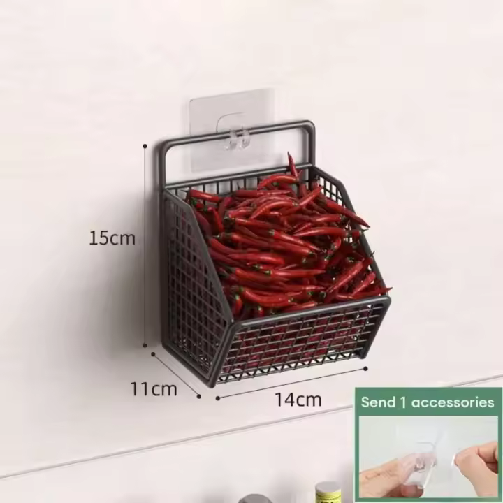 Estantes de cocina en forma de O de cebolla, desagüe de pared, condimentos, especias, verduras y frutas, no perforados - 1