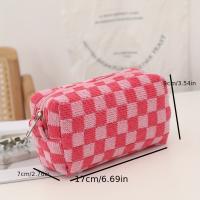 Neceser de punto a cuadros, bolsa de maquillaje, bolsa con cremallera espaciosa, bolsa de viaje portátil, organizador - details 1