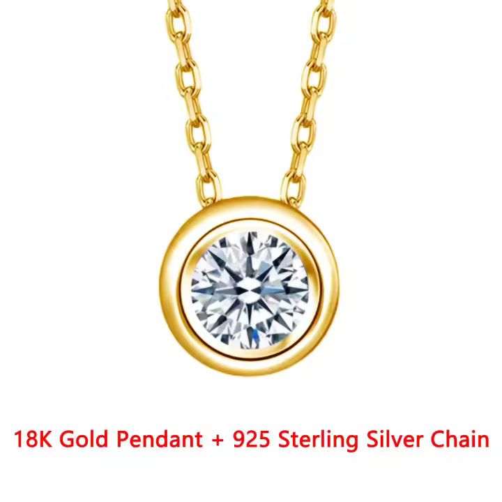Collar de Oro Real 18k con Colgante de Moissanite 0.5ct Joyería Fina de Diamante AU750 Regalo de Boda o Aniversario para Mujeres 2024 Nuevo Material Metal Recomendado para Mayores de 12 Años - 1