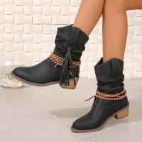 Nuevas botas de mujer de tubo medio pero cabeza redonda hasta la rodilla - details 4