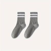3 pares de calcetines de tobillo medio de colores mixtos - JS - Negro y blanco con 2 rayas - details 1