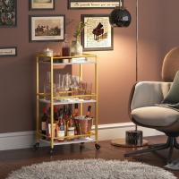 Carrito Auxiliar de 3 Niveles,Carrito de Servicio de té con Ruedas con Bloqueo,Carrito de Cocina y Alcohol para Comedor y Sala de Estar,43,2 x 30 x 81,5 cm, Marrón rústico - details 13