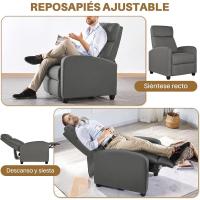 Sillón de Masaje Silla Relax Butaca Sofá Ajustable de Relajación con Función Reclinable para Sala de Estar y Dormitotio Gris - details 3