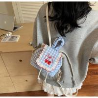 Mochila multifuncional de estilo coreano con encaje a cuadros, mochila de viaje con cerezas, bolso para libros, bolso de hombro con lazo de gran capacidad para verano - details 10
