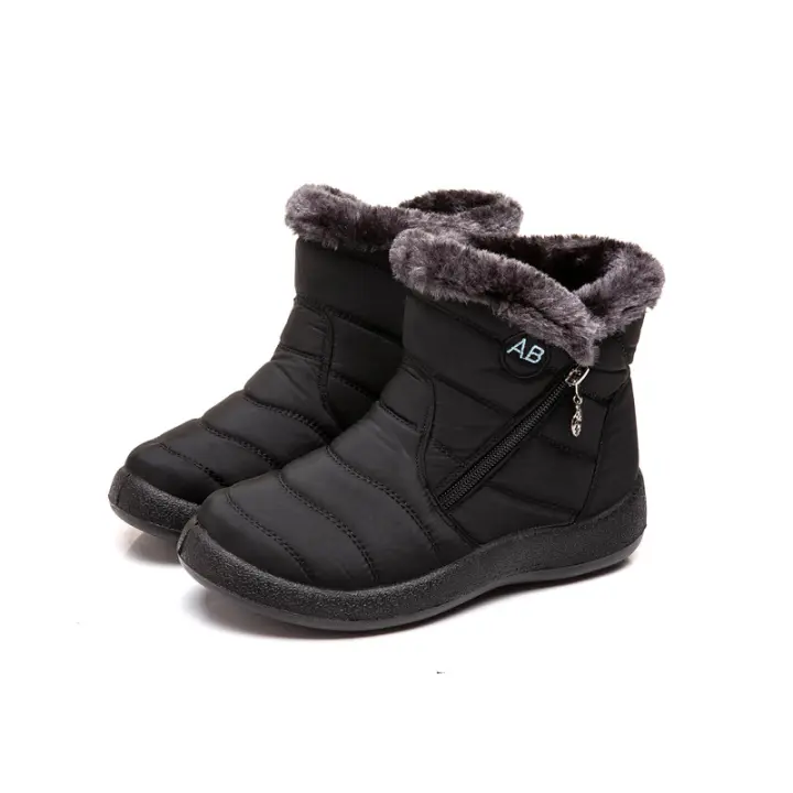 Botas de nieve cálidas de gran tamaño para mujer, además de zapatos de algodón impermeables de lana, botas cálidas impermeables de corte medio - 1