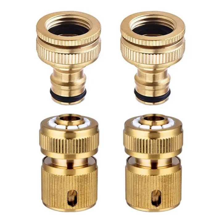 Conector de grifo para manguera de jardín, 4 piezas, 1/2 pulgadas y 3/4 pulgadas, tamaño 2 en 1 y 1/2 pulgadas, conector rápido para manguera - 1