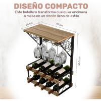 Botellero Vino Inspirador: Vinoteca 8 Botellas, Botellero de Estilo Rústico-Industrial, Garrafeira con Balda de Madera, Ideal para Amantes del Vino y Hogares con Poco Espacio - details 4