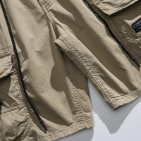 Pantalones Cargo de Verano para Hombres Cintura Elástica, Color Sólido, Gran Bolsillo, Pesca al Aire Libre, Material de Algodón - details 10