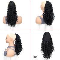 Cola de Caballo rizada de 18 pulgadas, pelo sintético ombré, peluca rizada corta y esponjosa, extensión de cabello con Clip con cordón negro Afro - details 4