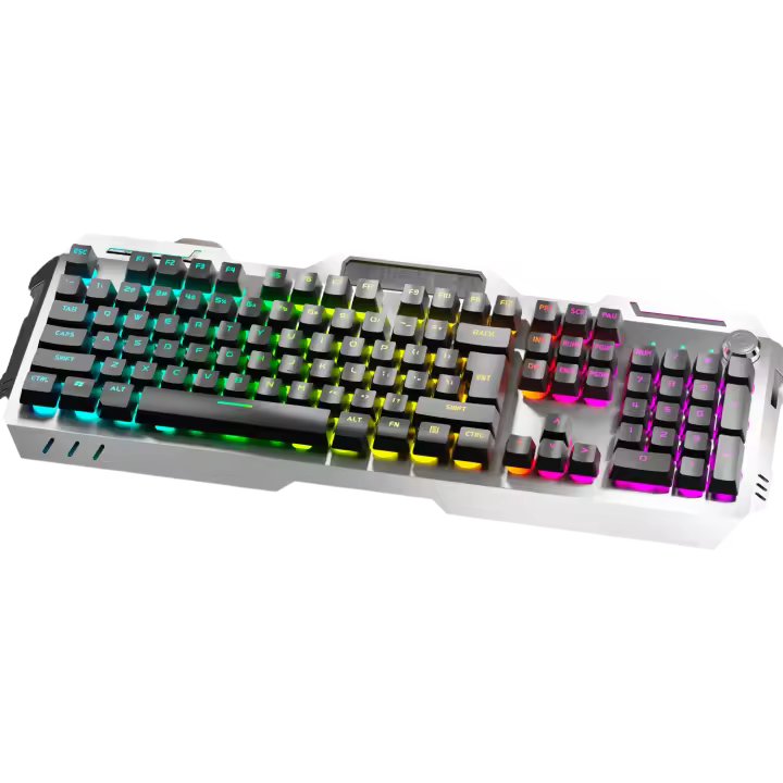 Teclado De Juego Inalámbrico EWEADN 2.4GHz Con Cable USB Silencioso Para Oficina 104 Teclas Retroiluminación LED Con Botón Multimedia Para Laptop/PCs/Hogar - 1