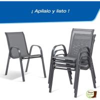 Sillas de Terraza de Metal Reforzado Diseño Elegante en Gris Antracita 4 Piezas - details 6