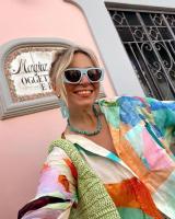 Conjunto de camisa y pantalones con estampado informal para mujer, Top holgado con cuello vuelto y botella única - details 16