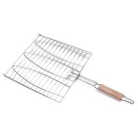 Rejilla antiadherente para parrilla de pescado, cesta Triple con mango de madera, herramienta de barbacoa, 1 piezas - details 0