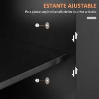 Carrito de Cocina con Armario con Puertas y Estante Interior Cajón Ajustable Barra y Especiero Móvil Aparador Auxiliar con Ruedas para Comedor 109x40x89 cm Negro - details 4