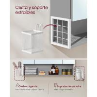 Armario de Baño con Luz LED 16,5 x 70 x 75 cm Toma Corriente Cesta Colgante Soporte para Secador - details 12