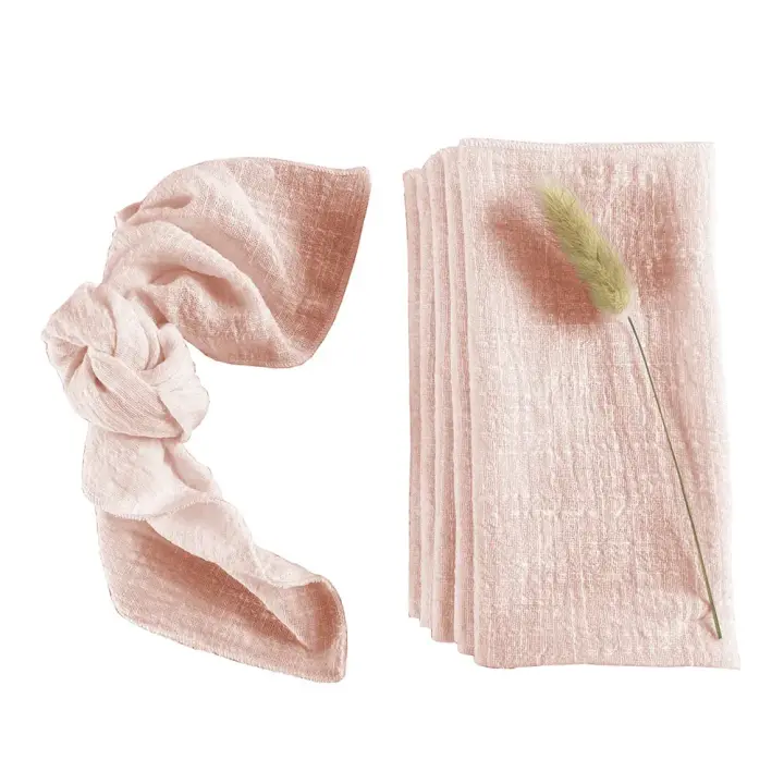 Servilletas de Coseo Rosa de Algodón Paquete de 10 30x30cm Ideal para Decoración de Boda y Mesas de Comedor - 1