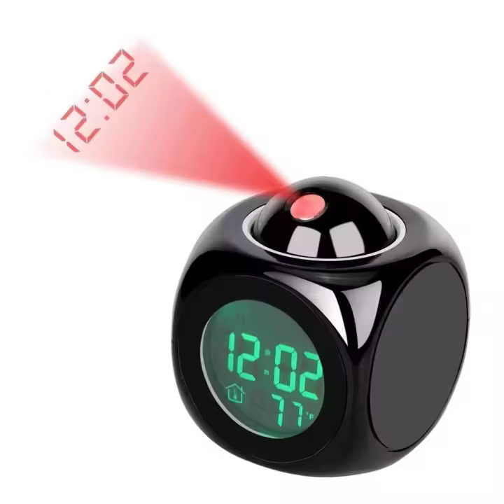 Reloj despertador de proyección con pantalla de techo, despertador de escritorio, voz, multifunción, digital, pantalla de temperatura - 1