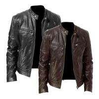 Chaqueta de Cuero Motera Delgada Ajuste Cinturón, Abeto, Anti-viento para Otoño - details 6
