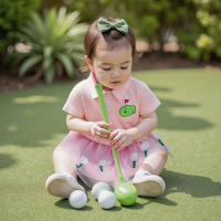 Pudcoco, trajes de verano de 2 piezas para niños y niñas, Tops con estampado de campo de Golf de solapa de manga corta, conjuntos de falda de tul de corte A 6M-4T - details 4