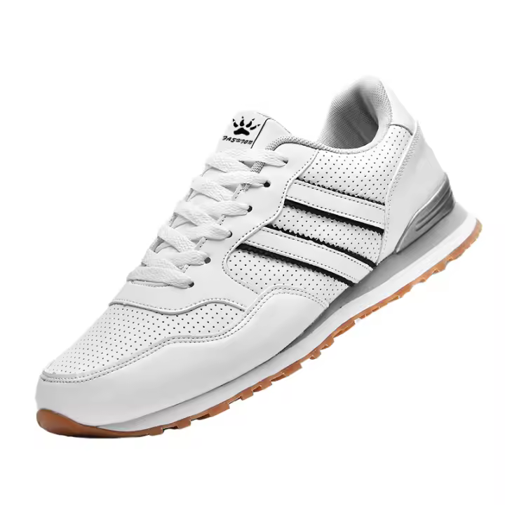 Zapatillas de deporte de cuero para hombre, zapatos deportivos informales para exteriores, antideslizantes, transpirables, cómodos para caminar - 1