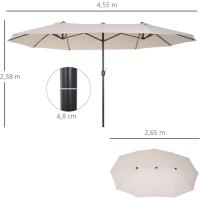 Parasol Doble para Jardín Sombrilla Gigante Anti UV con Manivela Tamaño 4,55x2,65x2,38 m Color Gris - details 24