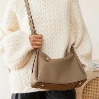Elegante bolso de mujer de cuero genuino con correa de hombro ajustable y cierre de cremallera - Resistente a la decoloración, varios colores (gris oscuro/gris/blanco/negro) para desplazamientos y uso diario, bolso de cuero, accesorio elegante, bolso resi - details 2