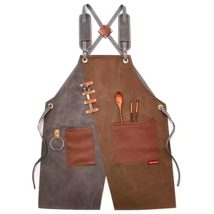 Delantal de lona para hombre y mujer, ropa de trabajo para camarero, restaurante, barbería, panadería, cafetería, jardinería, carpintero - 1
