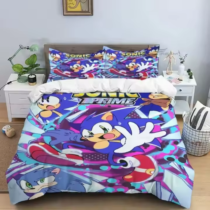 Juego de Ropa de Cama de Dibujos Animados en 3D Cubierta de Edredón, Funda de Almohada, Ropa de Cama para Rey y Reina Diseño de Animales de Juego de Dibujos Animados - 1