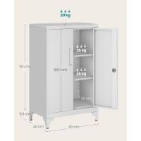 Archivador de Oficina, Armario Multifuncional, 2 Puertas, con Cerradura, Almacenamiento de Acero, para Sala de Estar, Gris Mate OMC013G01 - details 41