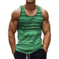 Camiseta informal sin mangas con estampado 3D de rayas arcoíris y cuello redondo para hombre, chaleco sin mangas sencillo a la moda, ropa transpirable para hombre - details 1