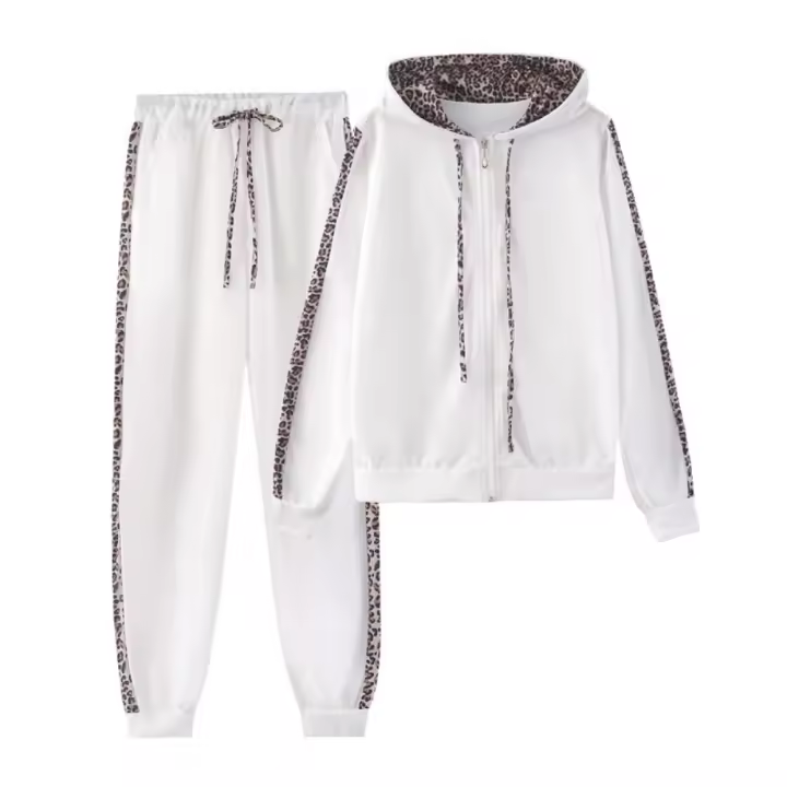 Conjuntos deportivos con estampado de leopardo para mujer, sudadera con capucha y pantalones de jogging, trajes deportivos - 1
