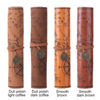 Retro Treasure Map PU Leather Pencil Case - Big Capacity for Makeup, Brushes, and School Supplies - details 0