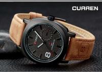 Reloj de Cuarzo CURREN 8139 Correa de Cuero Marrón Retro de Lujo Resistente al Agua Reloj de Negocios para Hombres - details 5