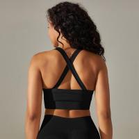 Sujetador de yoga sin costuras para mujer, top corto con tirantes anchos cruzados, chaleco deportivo para gimnasio, top liso para entrenamiento y correr - details 3