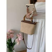 Bolsos de Viaje Hechos a Mano para Mujer Bolsos Cruzados de Verano de Paja con Asa de Madera - details 1