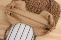 Bolso de playa tejido a mano, bolsa de un solo hombro, estilo bosque, Color sólido, a la moda, para verano - details 9