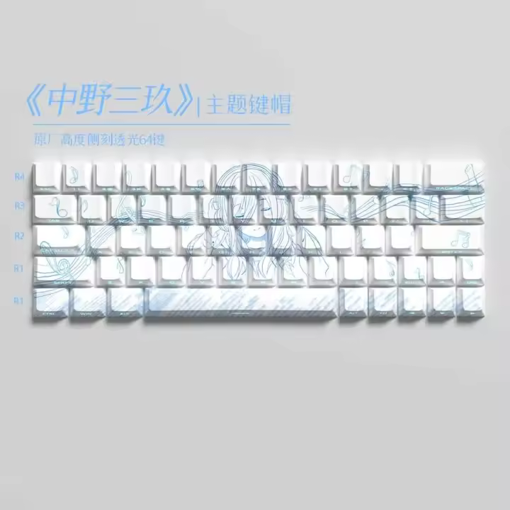 Teclado Nakano Miku Cubierta Lateral Bonita PBT Cherry Accesorios de Teclado de Juego - 1