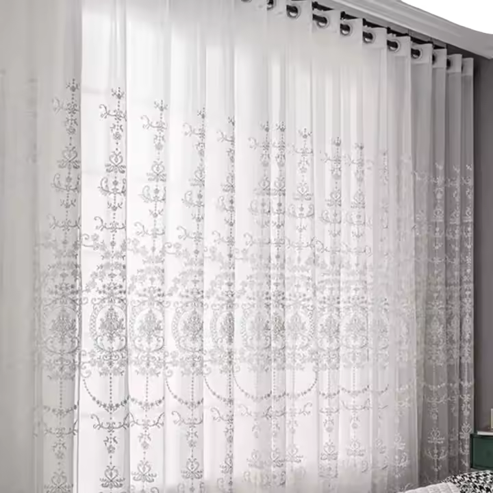 Bolsa Colgante Blanca Con Cortinas Perforadas Para Decoración De Sala De Estar Y Dormitorio Cortina Translúcida De Poliéster 100% - 1
