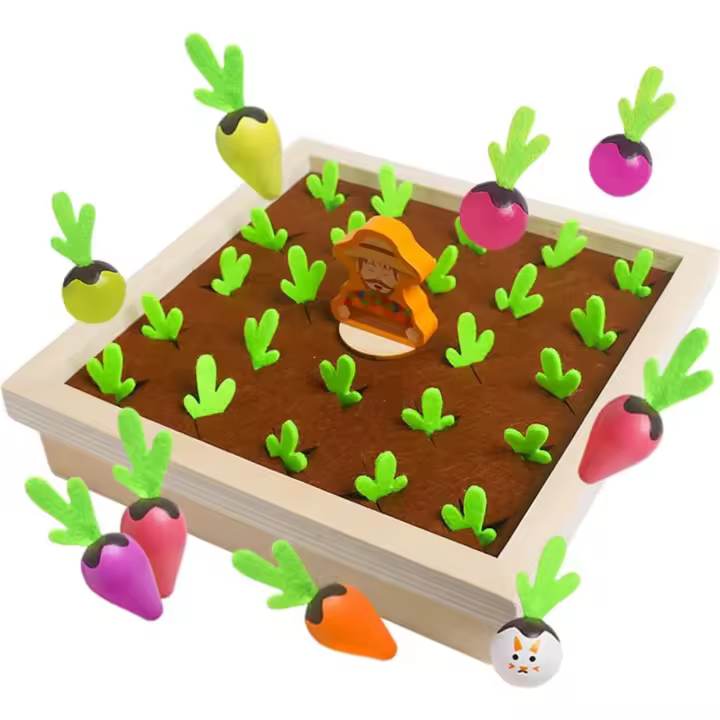 Juego de Madera para Bebés Montessori Juguetes Educativos para Niños y Niñas de 3 a 5 Años con Carrot Harvest Formas de Emparejar - 1