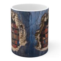 Taza de estantería 3D, taza de estante de biblioteca, diseño creativo del espacio, tazas multiusos, tazas blancas, amantes de los libros, taza de café - details 6