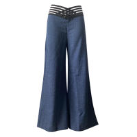 Pantalones de camping con temperamento de cinturón hueco para mujer, cintura alta, pantalones casuales de pierna ancha - details 6