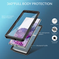 Funda impermeable de doble capa para Samsung Galaxy S23 Ultra S21 FE S20 FE 5G TPU + PC + PET, cubierta protectora transparente negra a prueba de polvo - details 4