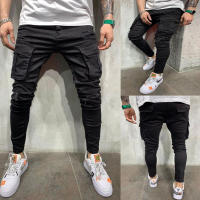 Jeans Skinny Ruptured Moda Callejera Para Hombres Con Multiple Bolsillos Largos Cargadores Elásticos Suaves De Denim Slim Fit Pantalones De Verano Y Otoño - details 3